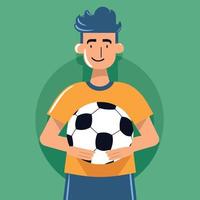 brazilian young man holding a soccer ball vector