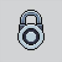 Pixel art illustration Pad Lock. Pixelated padlock. Pad lock key icon pixelated for the pixel art game and icon for website and video game. old school retro. vector