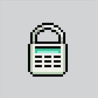 Pixel art illustration Pad Lock. Pixelated padlock. Pad lock key icon pixelated for the pixel art game and icon for website and video game. old school retro. vector