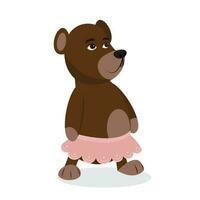 Dancing bear in a tutu cartoon character vector illustration graphic
