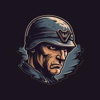 A logo of a soldier, designed in esports illustration style vector