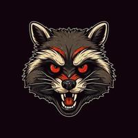 A logo of a angry racoon head, designed in esports illustration style vector