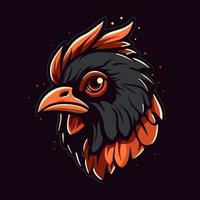 un logo de un gallo joven cabeza, diseñado en esports ilustración estilo mascota diseño vector