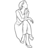 Moda mujer línea dibujo. vector