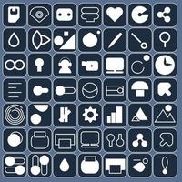 7x7 Icons Pack Design Bundle Essential Business, Finance, Accounting, Smartphone, Data Basic, User Interface, User Experiences, Sheets, Dark Blue and White Combination Color vector