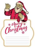 happy vintage santa claus greeting merry christmas vector