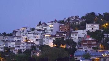 Houses by the sea in Istanbul at night. Collective view of the houses on the Bosphorus in Istanbul. video