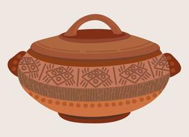 Vector isolated illustration of clay soup tureen.