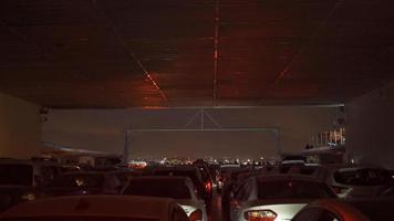 Ferry ride on the sea at night. Cars on the ferry. video