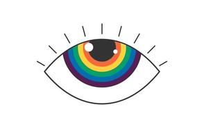 retro maravilloso boho abierto arco iris color ojo. psicodélico hippie estilo insignia. Clásico hippy loco esotérico iridiscente alumno pegatina diseño. resumen años 60, años 70, Años 80 de moda y2k vector eps ilustración