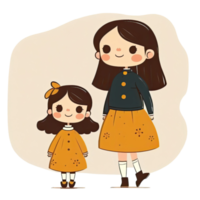 Mother and Daughter Cartoon png