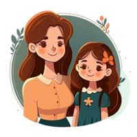 Mother and Daughter Cartoon png