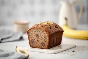 vegano plátano un pan en blanco antecedentes. generativo ai foto