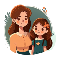 Mother and Daughter Cartoon png