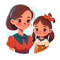 Mother and Daughter Cartoon png