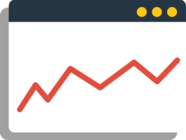 Design software windows with line chart. Web window screen mockup. png