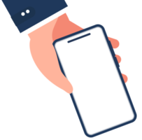 Businessman hand touching mobile phone and using app illustrious png