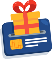 Geschenk Karte eben icon.shopping Geschenk card.earn Punkte, einlösen Geschenk Box Konzept Vektor Illustration. png