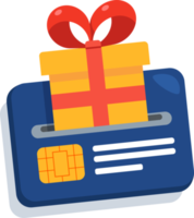 Gift card flat icon.shopping gift card.earn points, redeem present box concept vector illustration. png