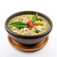 Green Curry With Chicken isolated on white background. photo