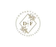 inicial df letras hermosa floral femenino editable prefabricado monoline logo adecuado para spa salón piel pelo belleza boutique y cosmético compañía. vector