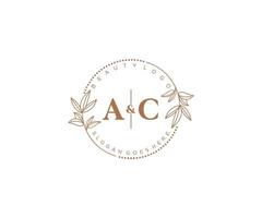 initial AC letters Beautiful floral feminine editable premade monoline logo suitable for spa salon skin hair beauty boutique and cosmetic company. vector