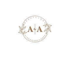 initial AA letters Beautiful floral feminine editable premade monoline logo suitable for spa salon skin hair beauty boutique and cosmetic company. vector