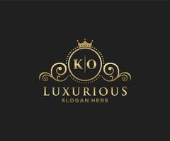 Initial KO Letter Royal Luxury Logo template in vector art for Restaurant, Royalty, Boutique, Cafe, Hotel, Heraldic, Jewelry, Fashion and other vector illustration.