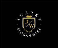 Initial JW Letter Royal Luxury Logo template in vector art for Restaurant, Royalty, Boutique, Cafe, Hotel, Heraldic, Jewelry, Fashion and other vector illustration.