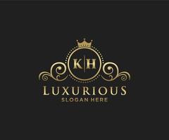 Initial KH Letter Royal Luxury Logo template in vector art for Restaurant, Royalty, Boutique, Cafe, Hotel, Heraldic, Jewelry, Fashion and other vector illustration.