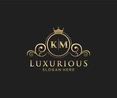Initial KM Letter Royal Luxury Logo template in vector art for Restaurant, Royalty, Boutique, Cafe, Hotel, Heraldic, Jewelry, Fashion and other vector illustration.