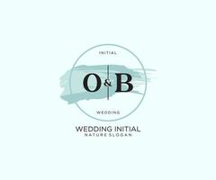 Initial OB Letter Beauty vector initial logo, handwriting logo of initial signature, wedding, fashion, jewerly, boutique, floral and botanical with creative template for any company or business.