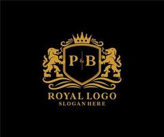 Initial PB Letter Lion Royal Luxury Logo template in vector art for Restaurant, Royalty, Boutique, Cafe, Hotel, Heraldic, Jewelry, Fashion and other vector illustration.