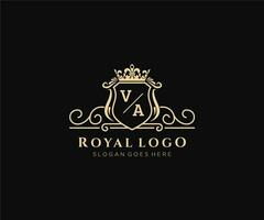 Initial VA Letter Luxurious Brand Logo Template, for Restaurant, Royalty, Boutique, Cafe, Hotel, Heraldic, Jewelry, Fashion and other vector illustration.