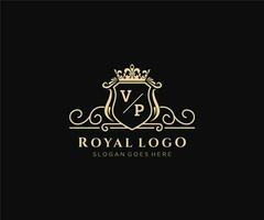 Initial VP Letter Luxurious Brand Logo Template, for Restaurant, Royalty, Boutique, Cafe, Hotel, Heraldic, Jewelry, Fashion and other vector illustration.