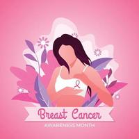 Breast cancer awareness month hand drawn flat international abstract background vector