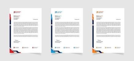 Business letterhead design template with Red yellow and blue  color vector