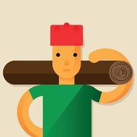 Vector Graphics Of A Worker Carrying A Log Of Wood