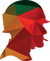 Vector Image Of Soldier Silhouette Colored With Polygonal Pattern