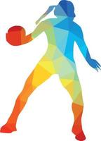 Colored Silhouette Of A Female Basketball Player  vector