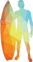 Colored Silhouette Of A Surfer With A Surfboard vector