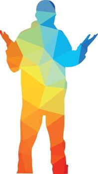 silueta de un hombre de colores con poligonal patrón.eps vector