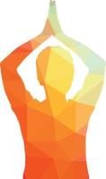 Silhouette Of Yoga Practitioner With Polygonal Pattern  vector