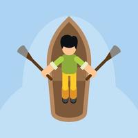Aerial View Of A Man Rowing Boat vector