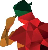 Vector Illustration Of A Man With Hat Silhouette With Colored Pattern