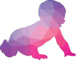 silueta de un bebé en rosado color vector