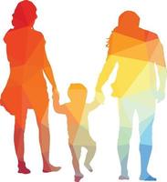 Vector Silhouette Of Mother And Father With A Kid