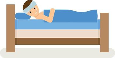 Vector Clip Art Of A Man With The Flu Lying In The Bed