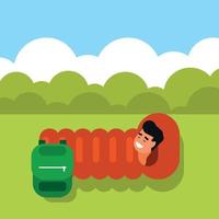 Vector Image Of A Man Sleeping In A Sleeping Bag