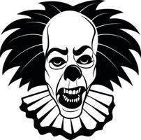 Monochrome Vector Image Of A Clown With Scary Teeth